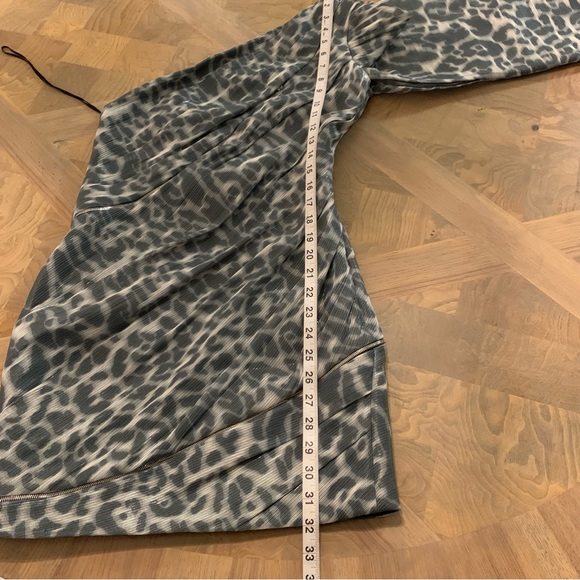 Jay Ahr one Sleeve mini dress size 36 zipper details lined rushing bodycon - Picture 16 of 16